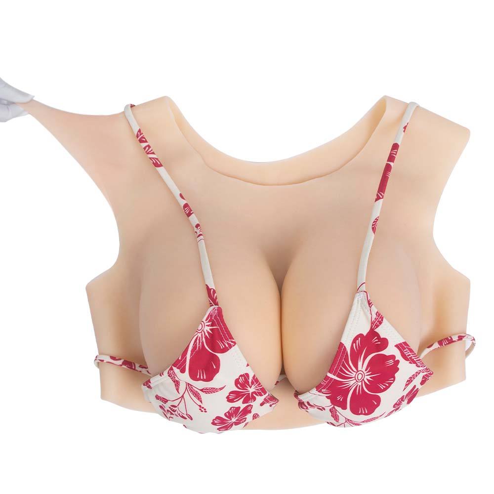 GorgeousU Crew Neck Realistic Silicone Breast Forms C to G Artificial Fake Boobs for Crossdresser Cosplay Trans