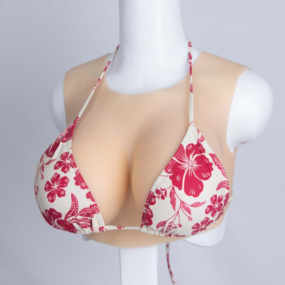 GorgeousU Crew Neck Realistic Silicone Breast Forms C to G Artificial Fake Boobs for Crossdresser Cosplay Trans
