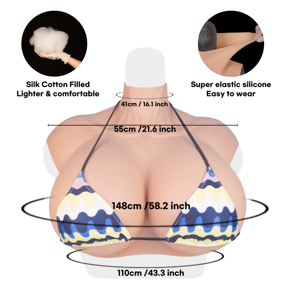 Z Cup Silicone Breast Form Silk Cotton Filled Three Colors Huge Breastplate for Woman Crossdresser Cosplayer