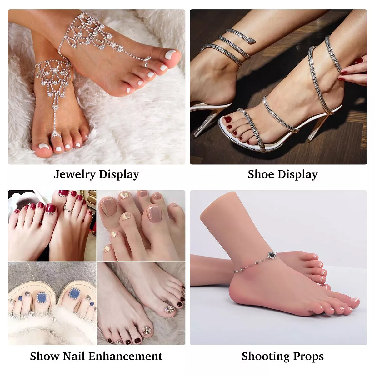 New Platinum Silicone Female Vein Feet Mannequin Big Feet High Arch Foot Size 37