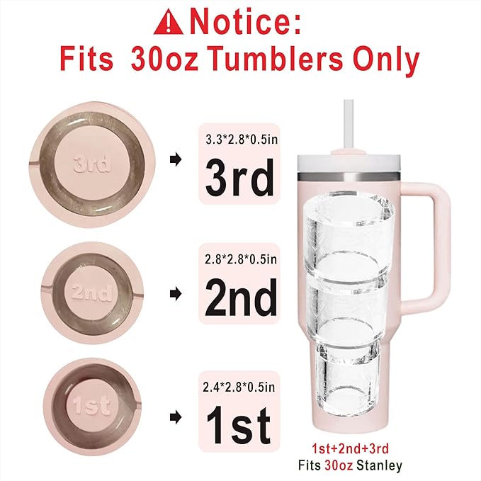 2025 Upgraded Ice Cube Mold for Stanley Cup 30oz, Tumbler Ice Mold for Stanley/Yeti/Simple Modern with Easy Demolding