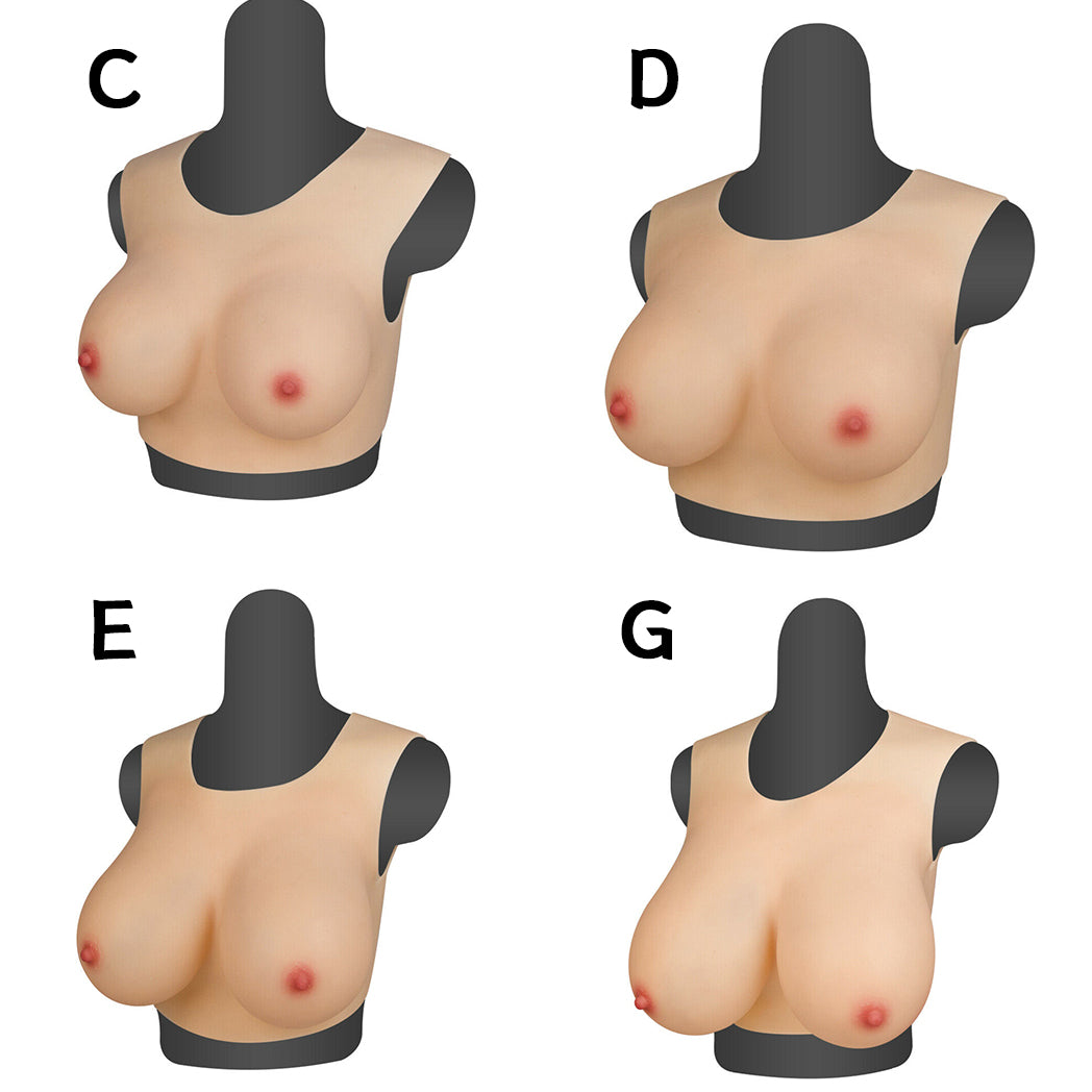 GorgeousU Crew Neck Realistic Silicone Breast Forms C to G Artificial Fake Boobs for Crossdresser Cosplay Trans