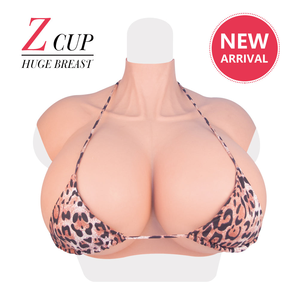 Z Cup High Neck Realistic Silicone Breast Forms Artificial Fake Huge Boobs