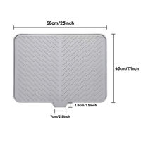 Large Size Silicone Dish Drying Mat with Built-in Drain Lip Dish Drainer Mats for Kitchen Counter Easy-Clean Drainage Pad High Temperature Resistance Tableware Coasters drying mat