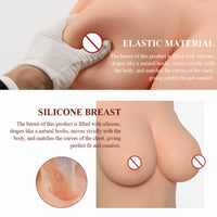 Silicone Half-body Suit with Breast Form and Fake Penetrable Vagina Hip