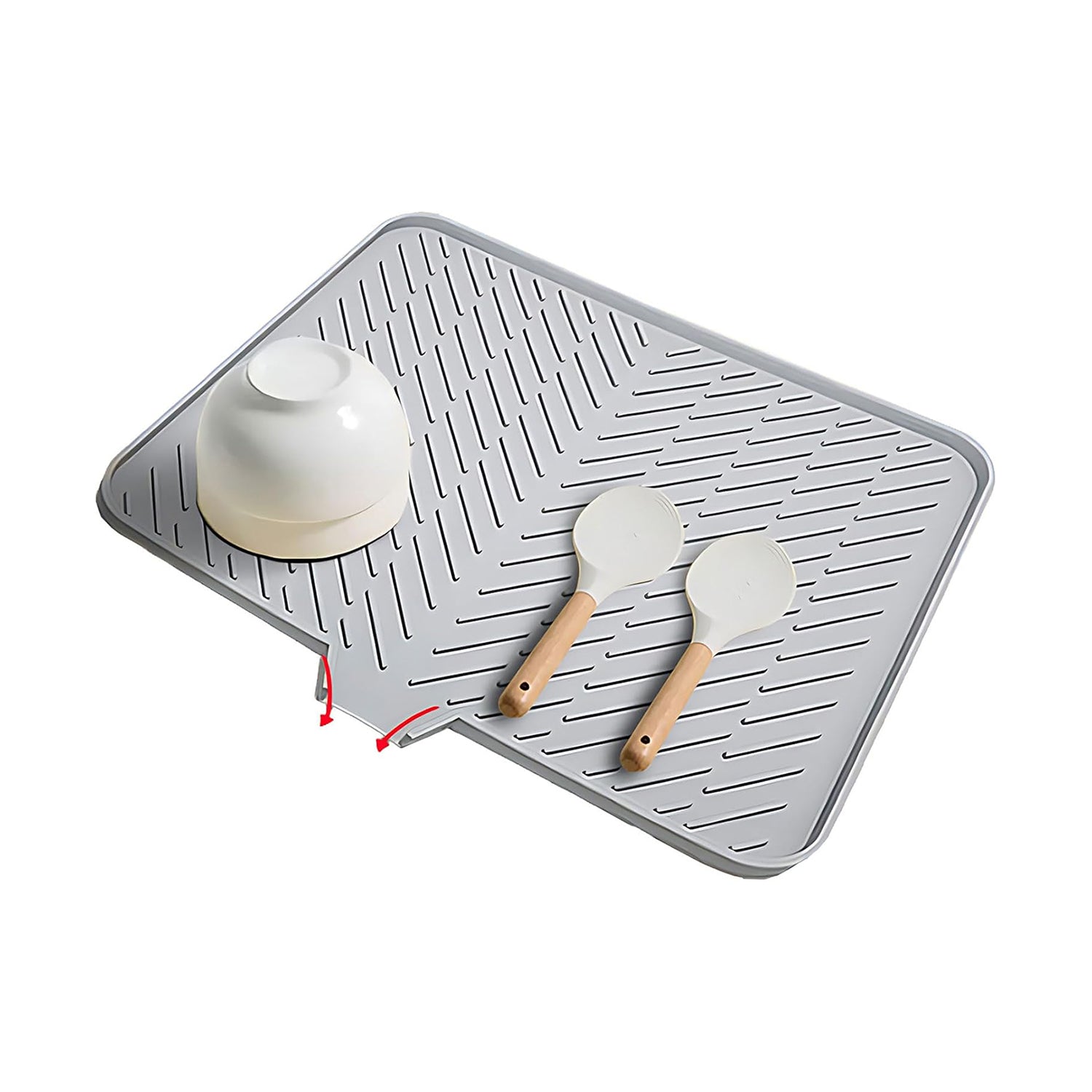Large Size Silicone Dish Drying Mat with Built-in Drain Lip Dish Drainer Mats for Kitchen Counter Easy-Clean Drainage Pad High Temperature Resistance Tableware Coasters drying mat