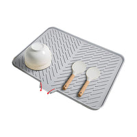 Large Size Silicone Dish Drying Mat with Built-in Drain Lip Dish Drainer Mats for Kitchen Counter Easy-Clean Drainage Pad High Temperature Resistance Tableware Coasters drying mat