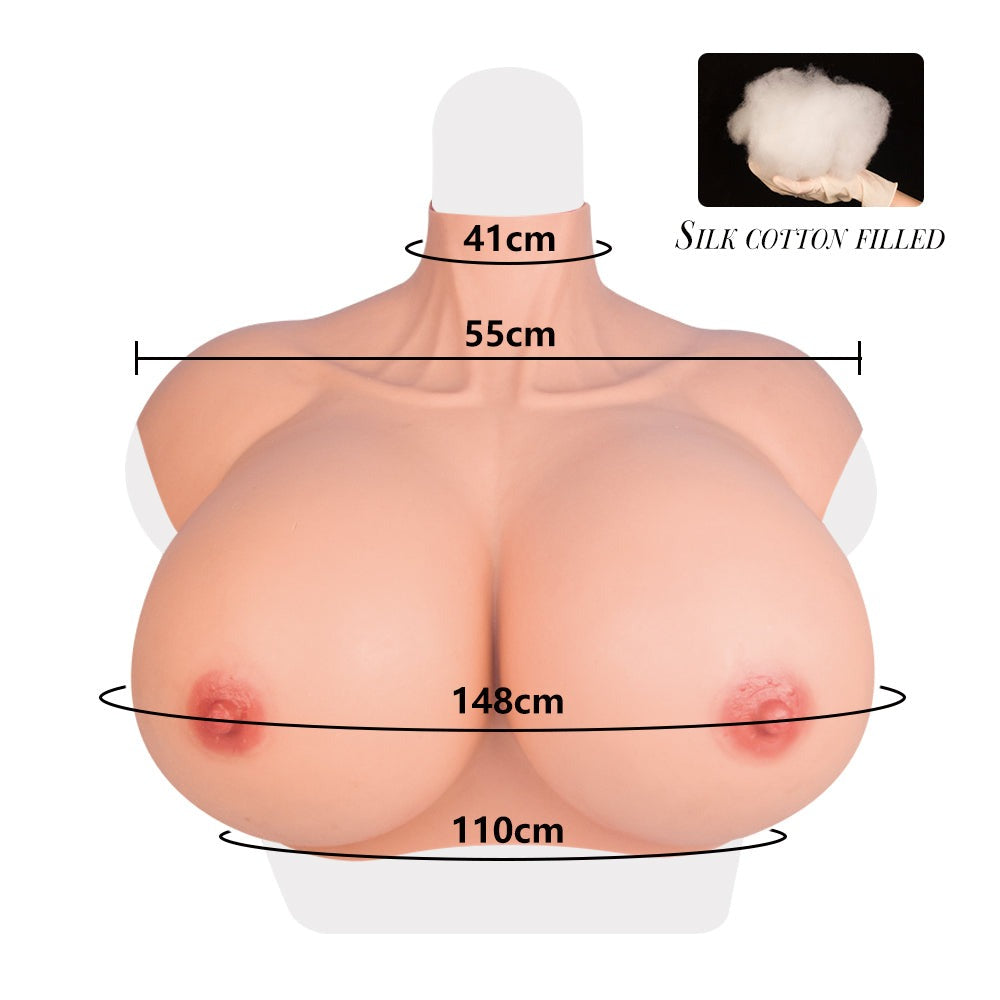 Z Cup High Neck Realistic Silicone Breast Forms Artificial Fake Huge Boobs