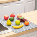 Large Size Silicone Dish Drying Mat with Built-in Drain Lip Dish Drainer Mats for Kitchen Counter Easy-Clean Drainage Pad High Temperature Resistance Tableware Coasters drying mat
