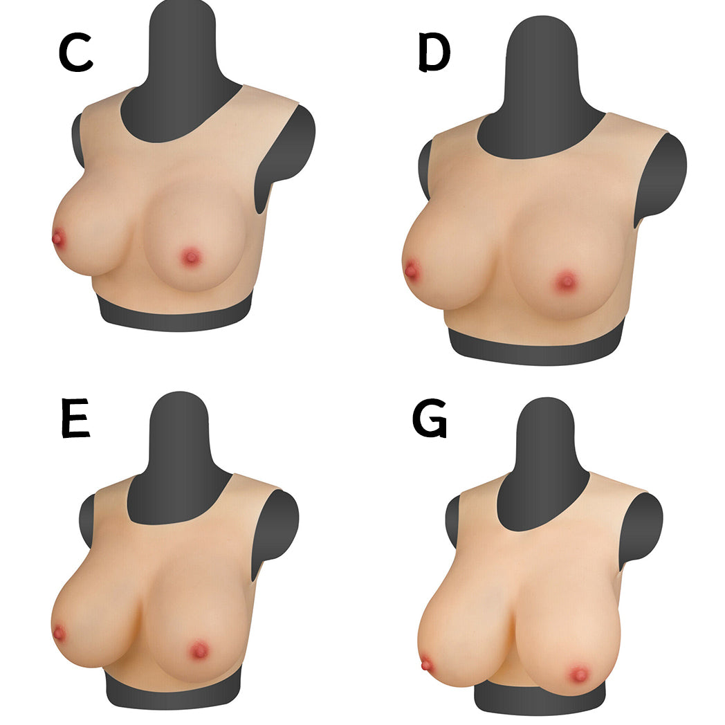 Crew Neck Realistic Silicone Breast Forms C to G Artificial Fake Boobs