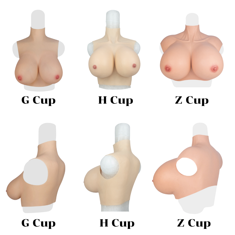 Z Cup High Neck Realistic Silicone Breast Forms Artificial Fake Huge Boobs