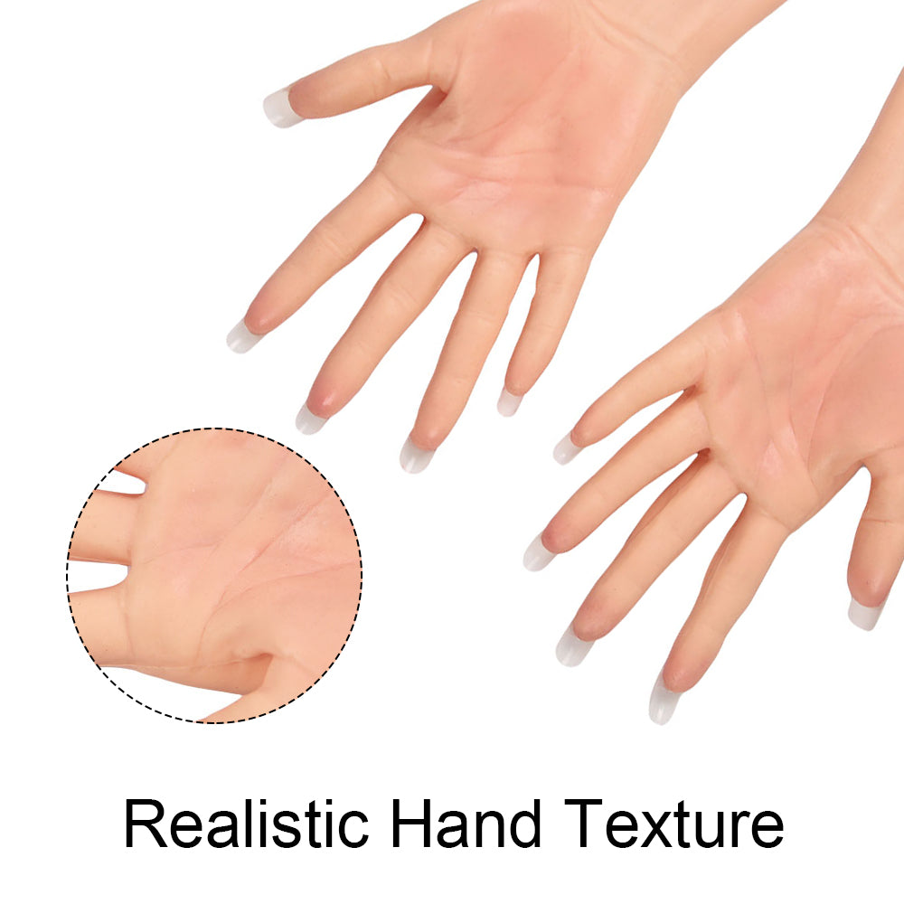 Crossdresser Realistische Silikon-Prothesenhandschuhe Gefälschte Hände bedecken Hautärmel Arm 60 cm