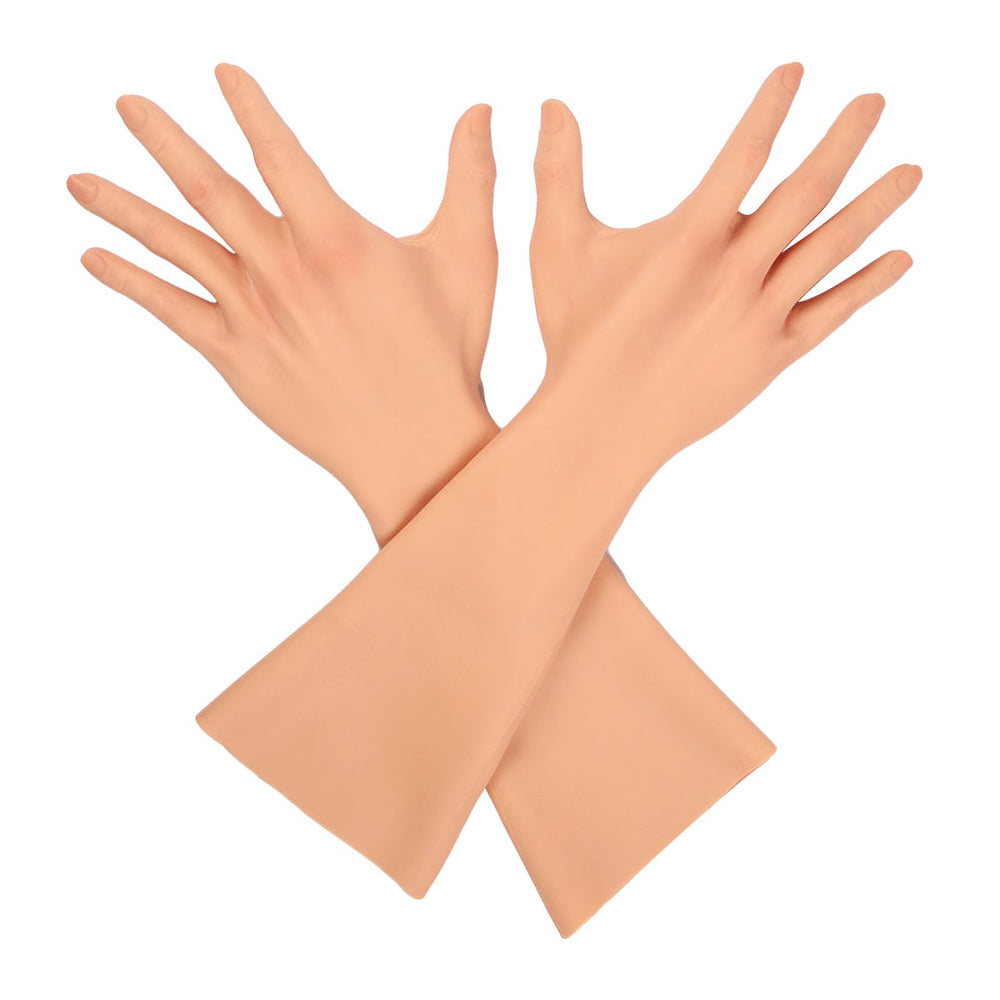 Silicone Fake Hands Cover Skin Sleeve Arm Cosplay Crossdressing 40cm