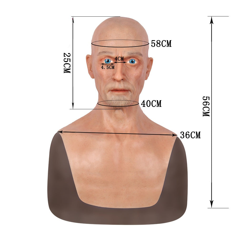 Realistische Vollkopfmaske aus Silikon für Erwachsene mit alten Männern
