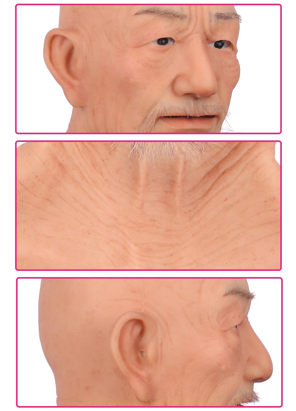 Old Man Face Artificial Handmade Male Silicone Mask