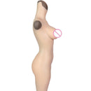 Crossdresser Silicone Body Suits Knee Length Shorts with Breast Form
